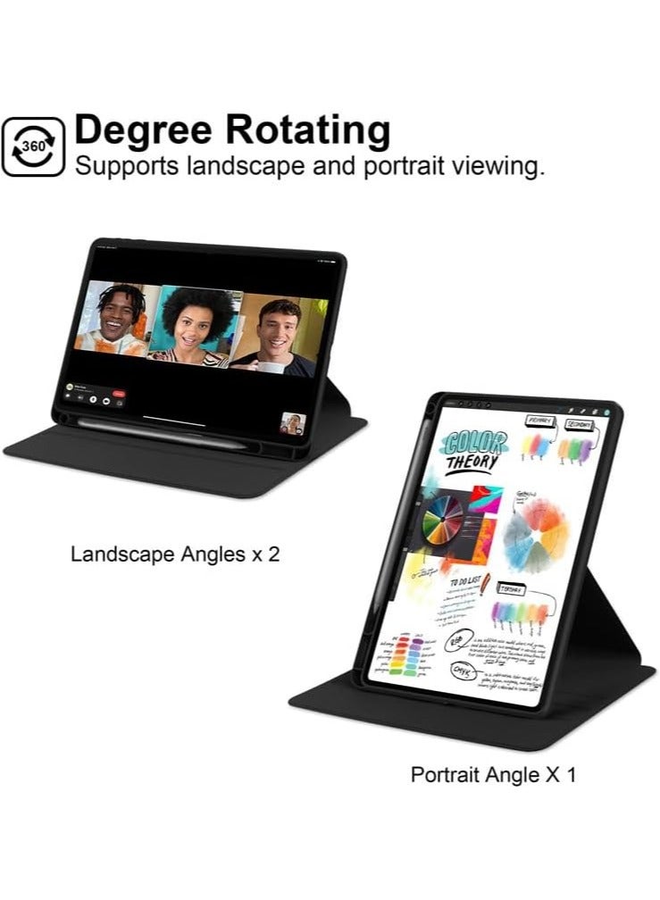 Case Compatible with Honor Pad 9 12.1 inch with Pen Holder, 360 Degree Swivel Stand Folio Flip Smart Tablet Cover Auto Sleep/Wake Tablet Case (Black) - Image 3